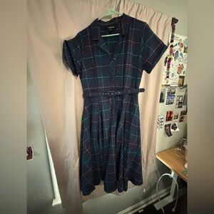 Collectif London- Vintage Blue/Purple Plaid Dress